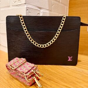 Louis Vuitton Authenticated Black Epi Homme Clutch / Shoulder Bag